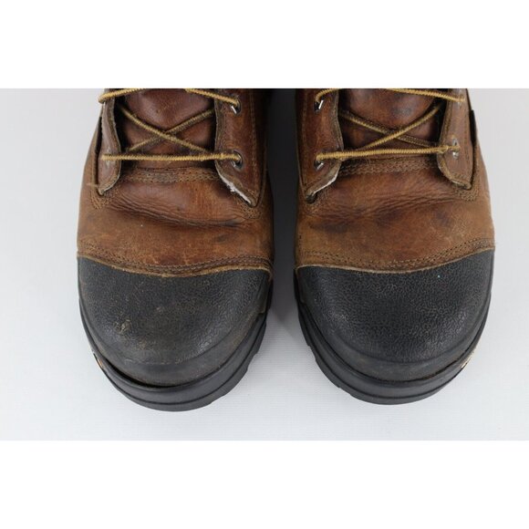 Vintage Carhartt Mens Size 10.5 W Distressed Steel Toe Leather Work Boots Brown main image 6